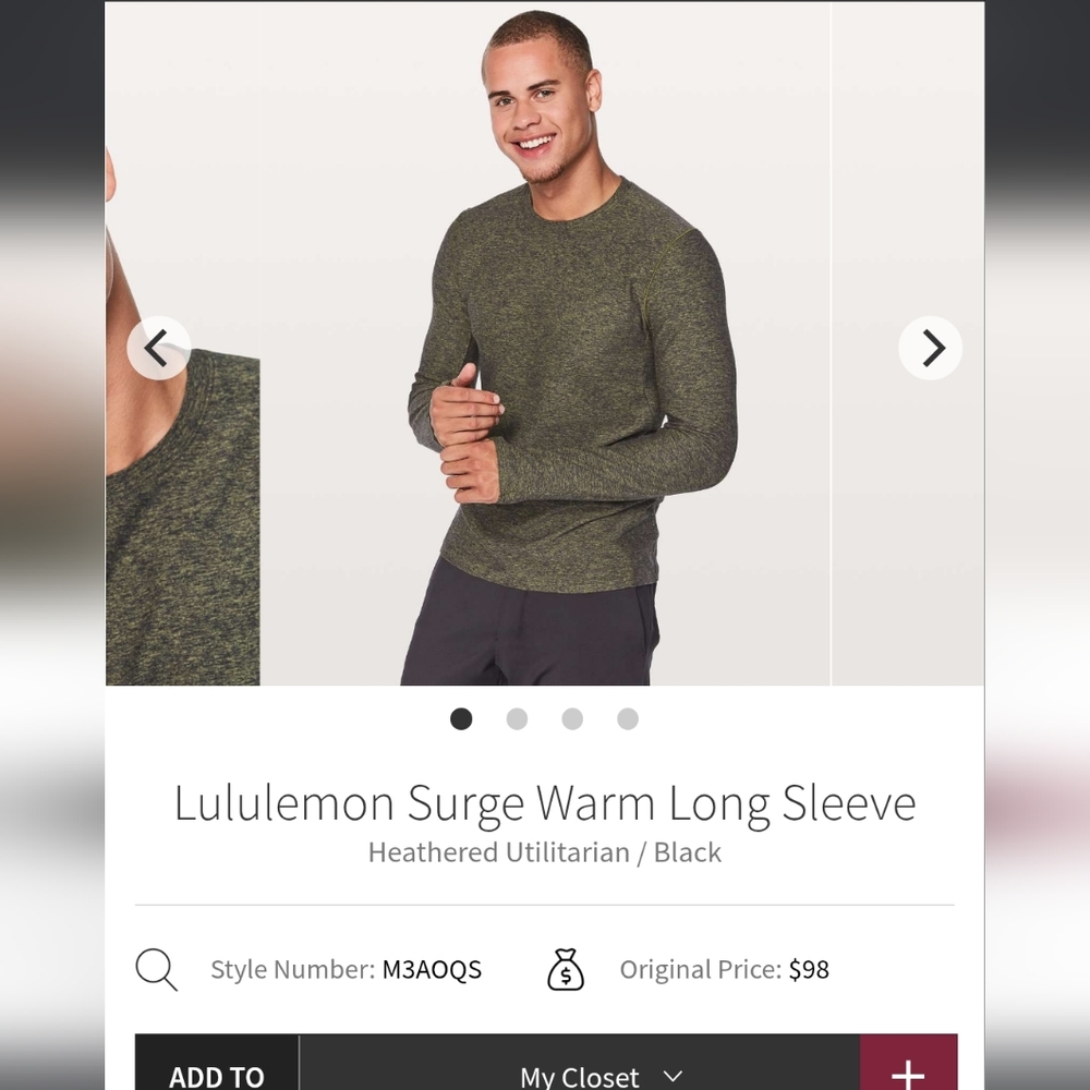 Lululemon Surge Warm Long Sleeve